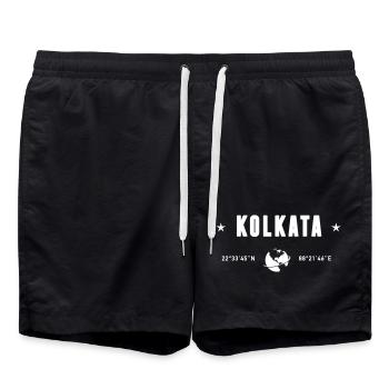 Kolkata, Indien koordiniert den Planeten Erde - Badeshorts - Schwarz - Vorne - AI Model Male 185 light (185cm)