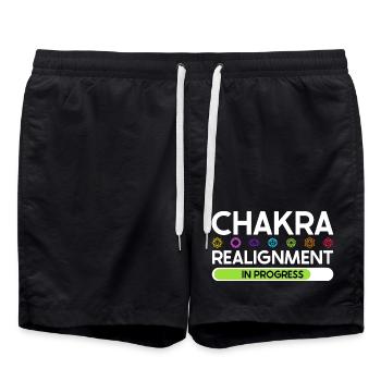 Alignement du chakra - Énergie en flux - Short de bain - noir - Devant - AI Model Male 185 light (185cm)