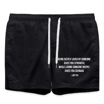 Lao Tzu Strength Courage Quote - Swim Trunks - black - Front - AI Model Male 185 light (185cm)