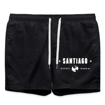 Santiago Chile Coordinates Planet Earth White - Swim Trunks - black - Front - AI Model Male 185 light (185cm)