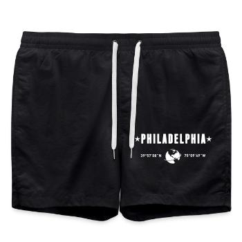 Philadelphie Coordonnées : Planète Terre Blanche - Short de bain - noir - Devant - AI Model Male 185 light (185cm)