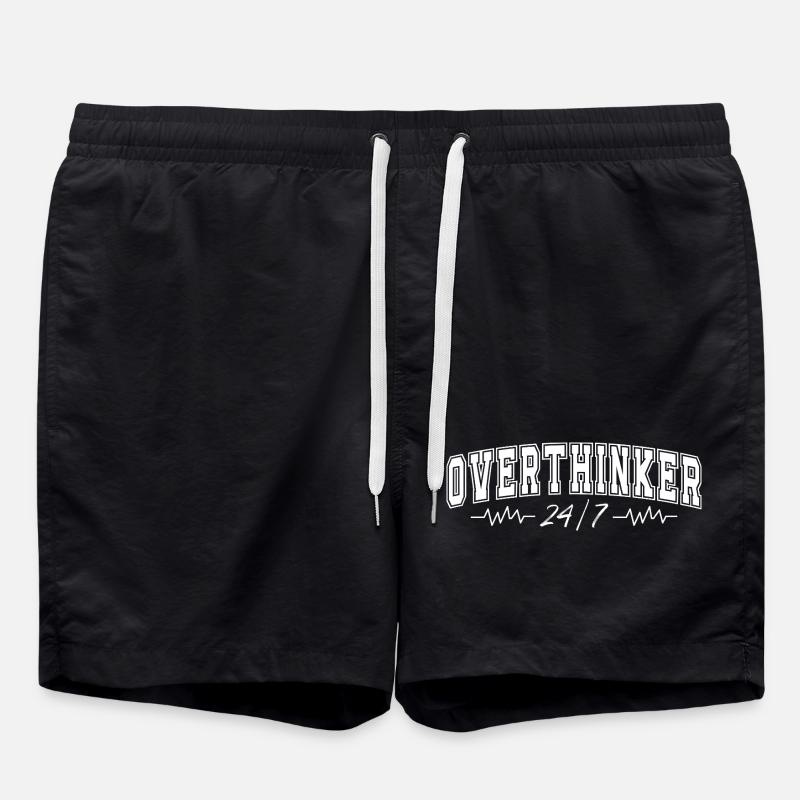 Überdenker 24/7 Herzschlag Overthinker Geschenk - Badeshorts - Schwarz