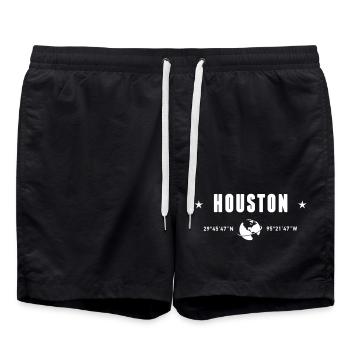 Houston Texas Koordinaten Planet Erde Weiß - Badeshorts - Schwarz - Vorne - AI Model Male 185 light (185cm)