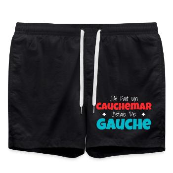 Humour Politique : Cauchemar Gauche Rétro - Short de bain - noir - Devant - AI Model Male 185 light (185cm)