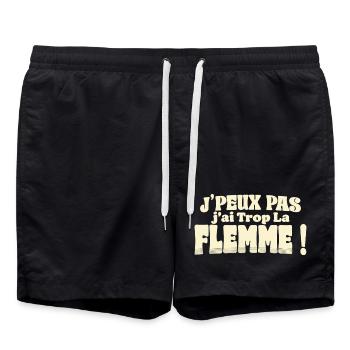 Flemme française - J'ai Trop La Flemme - Short de bain - noir - Devant - AI Model Male 185 light (185cm)