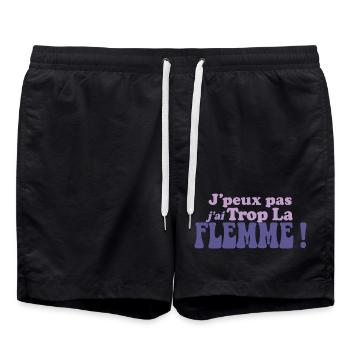 J'peux pas j'ai Trop La FLEMME - Short de bain - noir - Devant - AI Model Male 185 light (185cm)