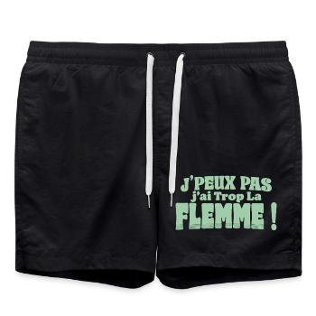 J’peux pas j’ai trop la flemme - Short de bain - noir - Devant - AI Model Male 185 light (185cm)