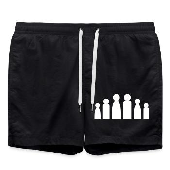 Minimalistische Familie - Silhouette Eltern Kinder - Badeshorts - Schwarz - Vorne - AI Model Male 185 light (185cm)