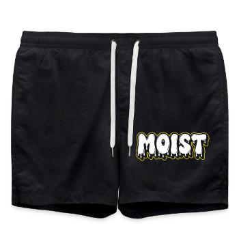 Moist Fat Font Wortzeichen - Badeshorts - Schwarz - Vorne - AI Model Male 185 light (185cm)