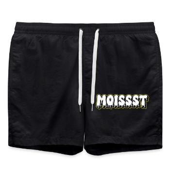 Moist Fat Font Wortzeichen - Badeshorts - Schwarz - Vorne - AI Model Male 185 light (185cm)