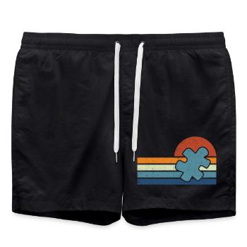 Autisme Vintage Coucher de Soleil - Short de bain - noir - Devant - AI Model Male 185 light (185cm)