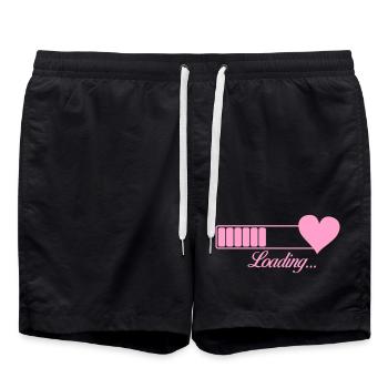 Heart Charging Indicator: Love in Progress - Swim Trunks - black - Front - AI Model Male 185 light (185cm)