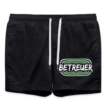 Betreuer Logo Schriftzug - Badeshorts - Schwarz - Vorne - AI Model Male 185 light (185cm)