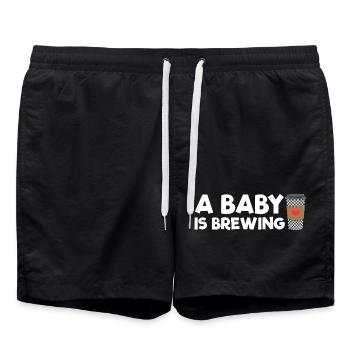 Une future mère dont le bébé prépare du café - Short de bain - noir - Devant - AI Model Male 185 light (185cm)