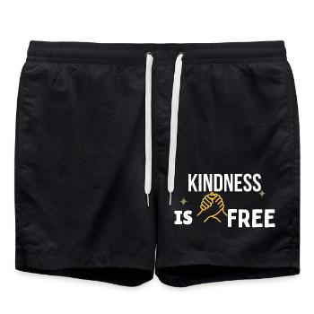 La gentillesse est gratuite – T-shirt minimaliste poignée de main dorée - Short de bain - noir - Devant - AI Model Male 185 light (185cm)