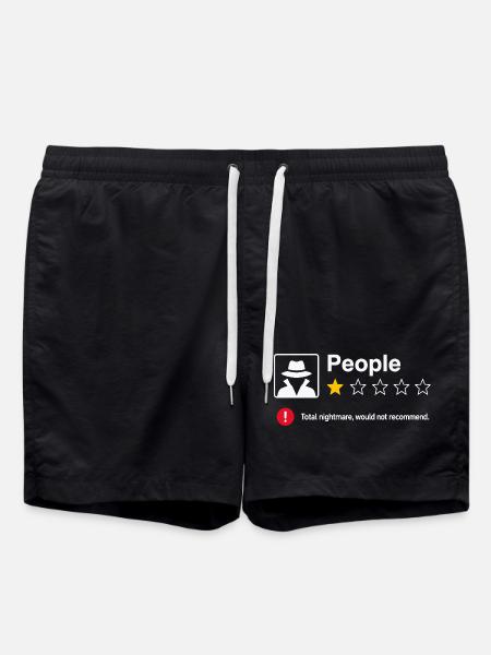 People 1 Star Review Funny Sarcasm - Swim Trunks - black