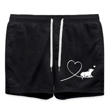 Kuh mit Herz Silhouette Tierschutz Vegan - Badeshorts - Schwarz - Vorne - AI Model Male 185 light (185cm)