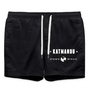 Katmandou, Népal, coordonnées : planète Terre blanche - Short de bain - noir - Devant - AI Model Male 185 light (185cm)