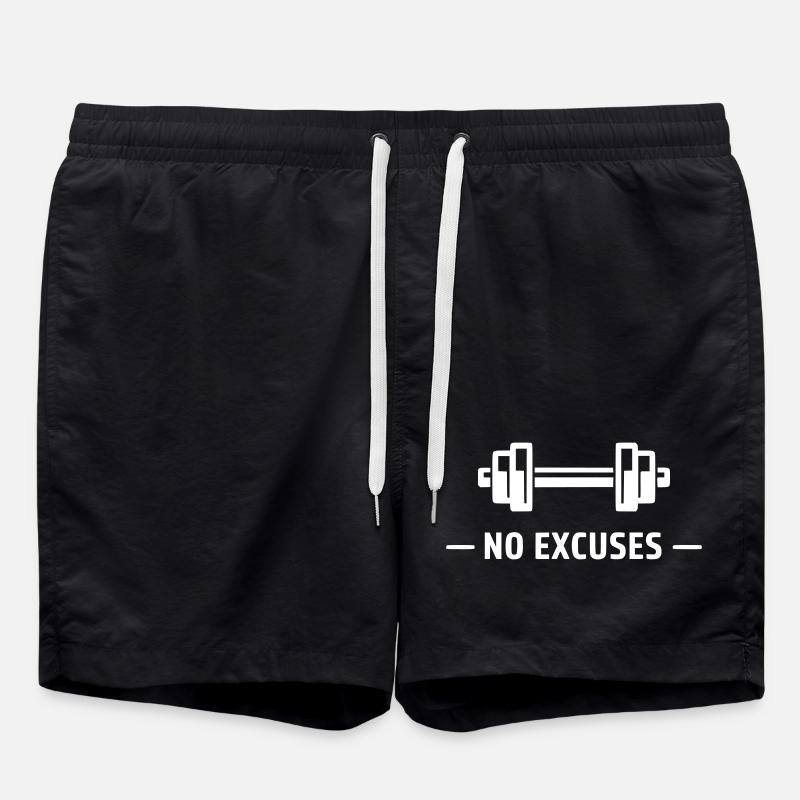Pas d’excuses avec un motif d’haltère - Short de bain - noir