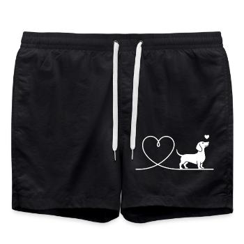Silhouette teckel avec cœur minimaliste - Short de bain - noir - Devant - AI Model Male 185 light (185cm)