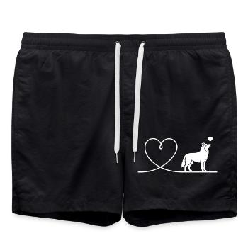 Sled Dog Silhouette of a Husky - Swim Trunks - black - Front - AI Model Male 185 light (185cm)