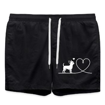 Silhouette de chihuahua avec cœur minimaliste - Short de bain - noir - Devant - AI Model Male 185 light (185cm)