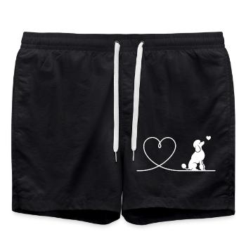 Silhouette minimaliste en forme de cœur de caniche - Short de bain - noir - Devant - AI Model Male 185 light (185cm)