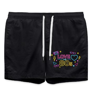 Neon 80s Love Design - Swim Trunks - black - Front - AI Model Male 185 light (185cm)