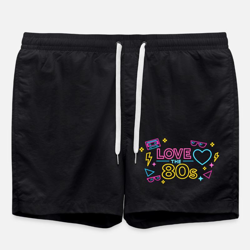 Neon 80s Love Design - Swim Trunks - black