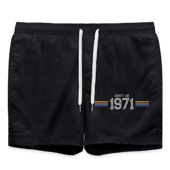 Best Of 1971 Funny Gift T-Shirt - Badeshorts - Schwarz - Vorne - AI Model Male 185 light (185cm)