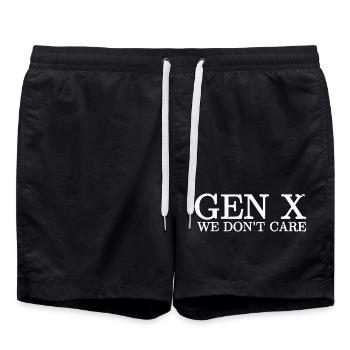 gen x we don't care gen x - Swim Trunks - black - Front - AI Model Male 185 light (185cm)
