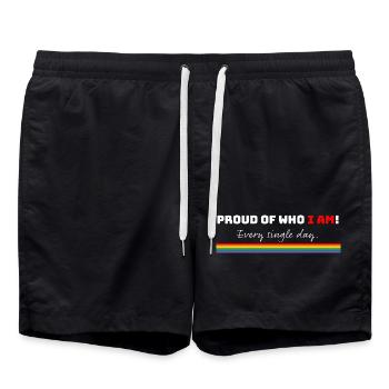 Proud of Me – Rainbow LGBT - Swim Trunks - black - Front - AI Model Male 185 light (185cm)
