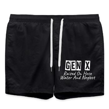 gen x raised on hose water and neglect - Badeshorts - Schwarz - Vorne - AI Model Male 185 light (185cm)
