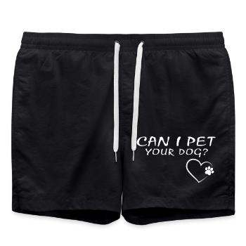 Can I Pet Your Dog Heart Funny Puppy Lover Gift - Swim Trunks - black - Front - AI Model Male 185 light (185cm)
