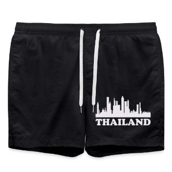 Bangkok Skyline Silhouette Thailand - Swim Trunks - black - Front - AI Model Male 185 light (185cm)