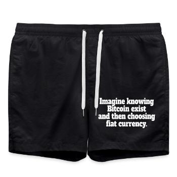 Bitcoin Imaginez savoir que Bitcoin existe crypto BTC - Short de bain - noir - Devant - AI Model Male 185 light (185cm)