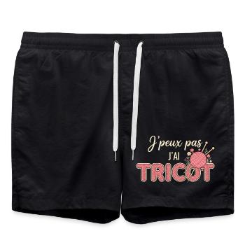J'ai TRICOT—humour tricot - Short de bain - noir - Devant - AI Model Male 185 light (185cm)