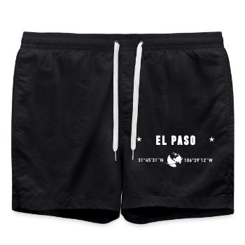 El Paso Texas Coordinates Planet Earth White - Swim Trunks - black - Front - AI Model Male 185 light (185cm)