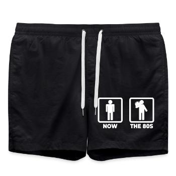 80er Jahre Strichmännchen - Badeshorts - Schwarz - Vorne - AI Model Male 185 light (185cm)