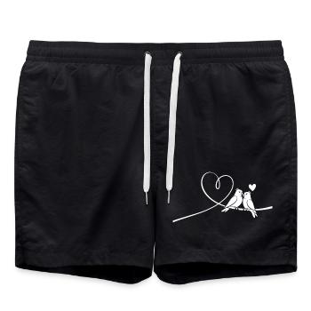 Cœur de calopsitte Romance Oiseaux Habitant du ciel - Short de bain - noir - Devant - AI Model Male 185 light (185cm)