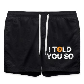 Bitcoin I Told you so Hodl Crypto Bitcoin BTC - Swim Trunks - black - Front - AI Model Male 185 light (185cm)