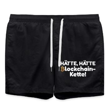 Bitcoin Hätte Hätte Blockchain Kette Spruch - Badeshorts - Schwarz - Vorne - AI Model Male 185 light (185cm)