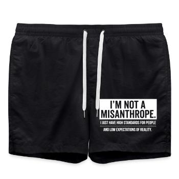 Pas de misanthrope, juste des standards élevés (blancs) - Short de bain - noir - Devant - AI Model Male 185 light (185cm)