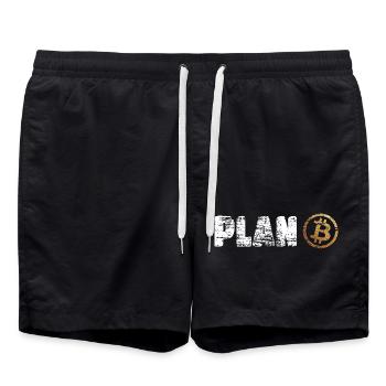 Plan Bitcoin Plan B - Short de bain - noir - Devant - AI Model Male 185 light (185cm)