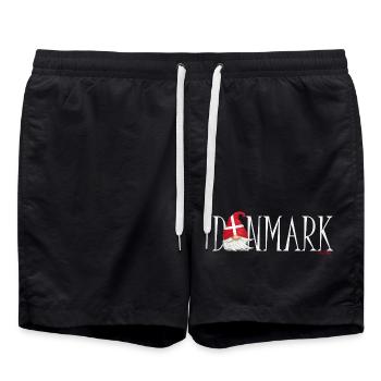 Dänischer Wintergnom mit Flaggenhut - Badeshorts - Schwarz - Vorne - AI Model Male 185 light (185cm)