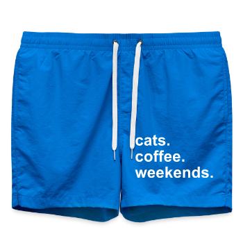 Coffee Cats Wochenenden süßes Kawaii Koffein-Geschenk - Badeshorts - Cobalt blue - Vorne