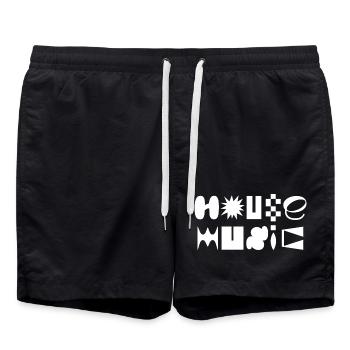 House Music fancy typography logo design T-Shirt - Swim Trunks - black - Front - AI Model Male 185 light (185cm)
