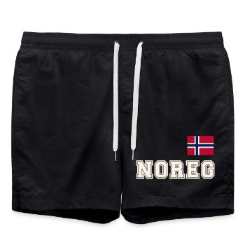 NORWEGN - NOREG Trikot Look - Flagge auf der Brust - Badeshorts - Schwarz - Vorne - AI Model Male 185 light (185cm)