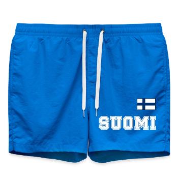FINNLAND - SUOMI Trikot Look - Flagge auf Brust - Badeshorts - Cobalt blue - Vorne