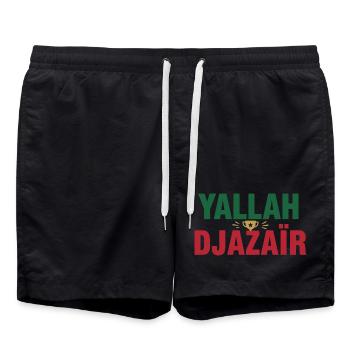 Yallah Djazair Champion Algérie | Foot Supporter - Short de bain - noir - Devant - AI Model Male 185 light (185cm)